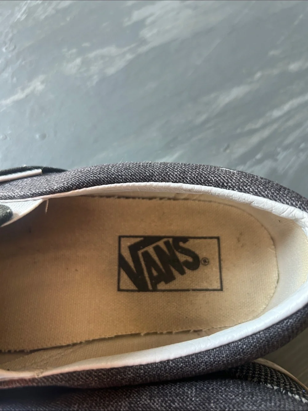 Vans Men's Slip-On Herringbone Canvas Loafers - Gray/Black